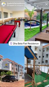 a villa beta flat residence with a pool and a trampoline at Flat Ilha Bela 22525 in Alter do Chao