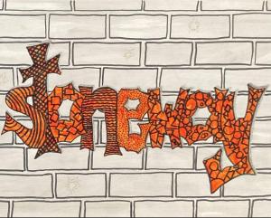 eine Zeichnung einer Ziegelwand in der Unterkunft FeWo-StoneWay in Beckingen
