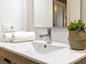 a bathroom counter with a sink and a mirror at Terraza de Triana in Seville +19 photos
