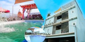 two pictures of a swimming pool and a building at Citistyle Inn in Davao City