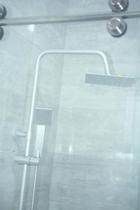 a shower in a bathroom with a metal railing at Breathtaking View in Inchaban +30 photos