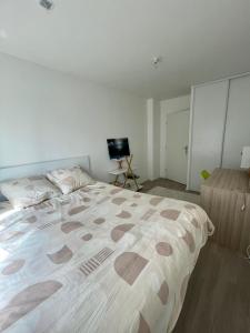 a bedroom with a large bed in a room at Appartement Cosy in Saint-Gratien +2 photos