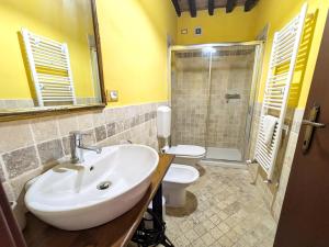 a bathroom with a sink and a toilet and a shower at La Bugneta in Pietrasanta