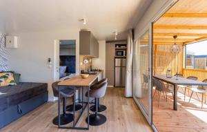 a kitchen and living room with a table and chairs at Ulika Mobile Home in Banjole +5 photos