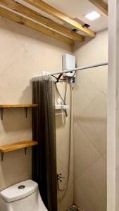 a bathroom with a shower and a toilet at Bohemian Moderns Style Living- Free Pool- Pet Friendly in Manila