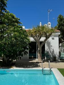 einen Pool mit einem Stuhl vor einem Haus in der Unterkunft Magnífico Timón 8 in Pasito Blanco