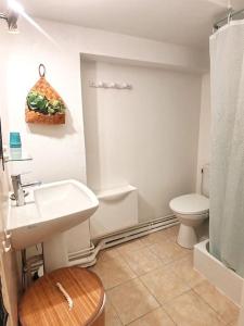 a bathroom with a sink and a toilet at Le Sunshine - 2 people studio & Todler - Cosy - Porte des Lilas in Les Lilas