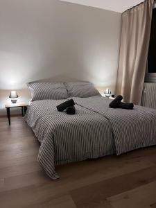 Postel nebo postele na pokoji v ubytování Apartmán Šumava