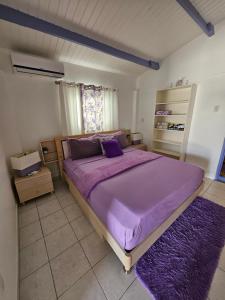 1 dormitorio con cama morada y edredón morado en Villa Raven`s Paradise (Lavender), en Willemstad 65 fotos más