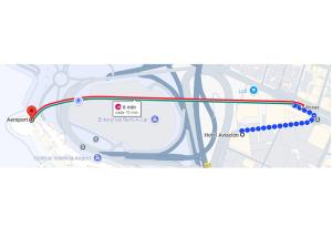 eine Karte des vorgeschlagenen Streckenverlaufs des Autobahnkreuzes in der Unterkunft HOTEL AVIACIOn in Manises