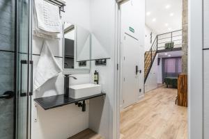 a bathroom with a sink and a mirror at VR OBREGON APARTMENTS in Madrid