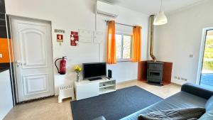 a living room with a couch and a tv at Casa da Oliveira, Aradas, Pampilhosa da Serra, Wifi, Ar Condicionado, Churrasqueira, Parqueamento, by IG in Unhais-o-Velho