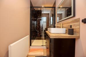 a bathroom with a sink and a shower at Le Cosy - Appartement avec Jardin Wimille proche Wimereux in Wimereux +23 photos