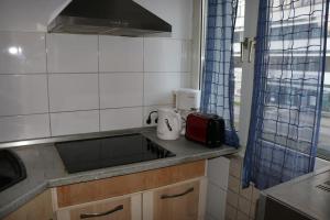 una cucina con un lavello e un piano di lavoro di Drei Zi App nahe Limbecker Platz und Uni a Essen Altre 21 foto