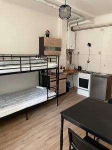 Kuchyň nebo kuchyňský kout v ubytování Black Style ROOMS Moravske namesti