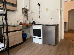 Kuchyň nebo kuchyňský kout v ubytování Black Style ROOMS Moravske namesti