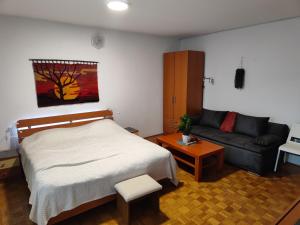 a bedroom with a bed and a couch at Apartma Marko Rogaška in Rogaška Slatina