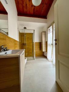 W łazience znajduje się umywalka i prysznic. w obiekcie La Tinaia Country House w mieście Magomadas +37 zdjęć