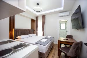 Televízia a/alebo spoločenská miestnosť v ubytovaní Apartment Sofija