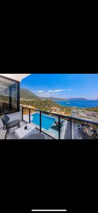 a view of the ocean from a house at Villa simurg in Kas