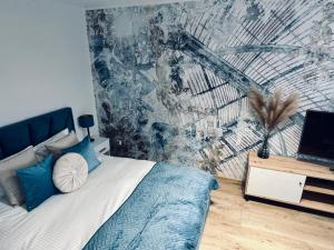 Χώρος καθιστικού στο Blue Apartment close to Old Town