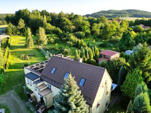 an aerial view of a house with a yard at Rozbrykany Muflon in Witoszów Dolny