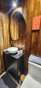 a bathroom with a sink and a mirror at Recanto AlceNegro in Miguel Pereira