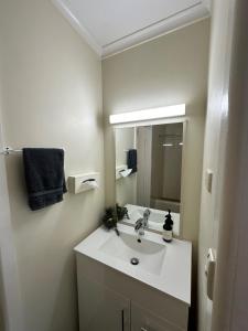 a bathroom with a sink and a mirror at The Silver Bream Motel & Self Contained Units in Mallacoota +61 photos