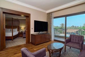 Hilton Alexandria King's Ranch Hotel的电视和/或娱乐中心