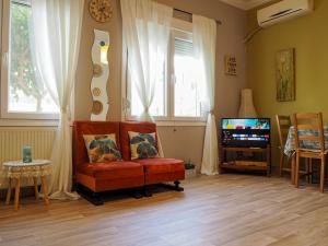 TV a/nebo společenská místnost v ubytování Το σπίτι της Ολίβιας