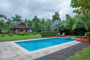 卡维塔Three Monkeys - Central Cahuita - Tropical Comfort的房子前面的游泳池