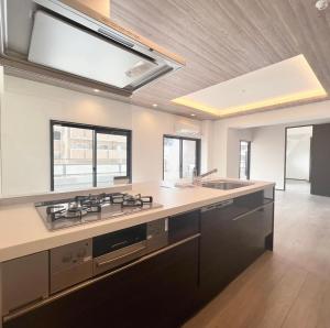 una cucina con lavello e fornello forno superiore di MA house 701 ad Osaka