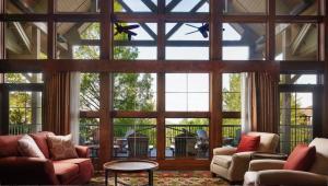 a large living room with large windows and couches at Marriott Willow Ridge 2BD sleeps 8 in Branson