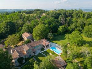 an aerial view of a house with a swimming pool at Villa Dobrila by IstriaLux in Stari Pazin