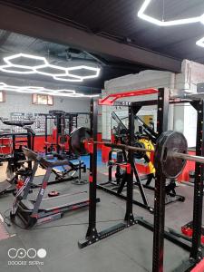 a gym with lots of equipment in a room at Casa Rural COMPLEX MASIA DEL TREMENDO y Agroturismo in Camarles