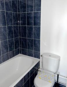 a bathroom with a toilet and a bath tub at COSY NOISY Charmant 2 pièces entre Paris et DisneyLand in Noisy-le-Grand