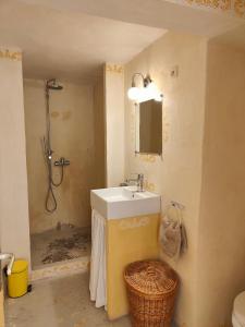 a bathroom with a sink and a shower at Appartement Les Tilleuls in Olmi-Cappella