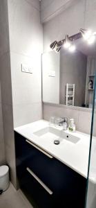 ein Badezimmer mit Waschbecken und Spiegel in der Unterkunft Boulogne, Near Roland Garros in Boulogne-Billancourt