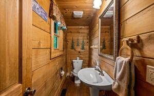 a bathroom with a toilet and a sink at Beary Inn and Sweets in Pigeon Forge +46 photos