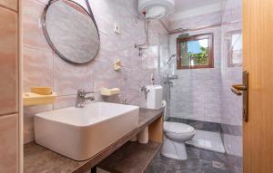 a bathroom with a white sink and a toilet at Apartman ALEN in Klanice Dobrinj