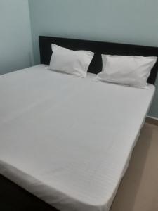 a large white bed with two pillows on it at Shri Ramesht paying Guest House in Ayodhya
