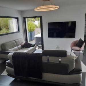TV a/nebo společenská místnost v ubytování Sittelles lodges cube