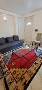 a living room with a couch and a rug at PrJARDIN 06 in Le Blanc-Mesnil