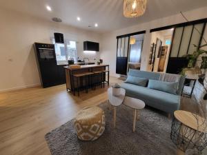 Kuchyň nebo kuchyňský kout v ubytování Appartement T2 Frangy