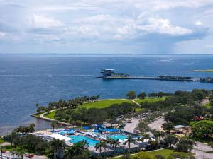 an aerial view of a resort and the water park at St Pete Boho Getaway Walk to Pier and Beach in St. Petersburg