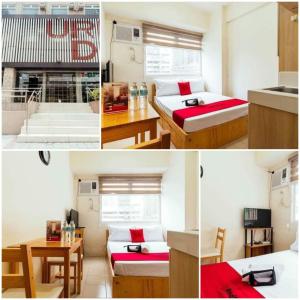a collage of four pictures of a room with beds at Urban Deca Tower OYO in Manila +5 photos