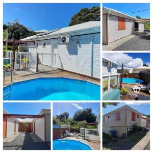 a collage of pictures of a house and a swimming pool at Villa Familiale 8p Piscine Jardin PMR in Le Gosier