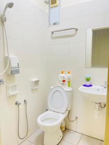 a bathroom with a toilet and a sink at Arena guesthouse in Bayan Lepas +3 photos