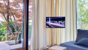 TV a/nebo společenská místnost v ubytování Ahornlounge Faoug am Murtensee