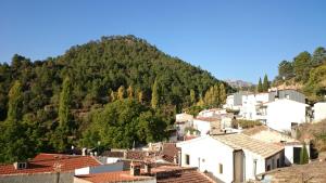 ein Dorf auf einem Hügel mit Häusern und Bäumen in der Unterkunft Casas rurales Casa Noguera 2 in La Casa de la Noguera